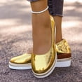 thumbnail image 5 of KEGIRLOM Women Spring/Summer Fashionable And Casual Versatile Solid Color Thick Bottom Shallow Mouth Sponge Cake Slope Heel Shoes Gold 8.5, 5 of 9