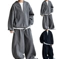 thumbnail image 5 of Boys Baggy 2 Piece Outfits Kids Quarter Zip Pullover Sweatshirt Pants Tween Fashion Athletic Tracksuit Clothing Set Clothes, 5 of 5