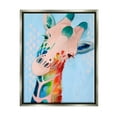 thumbnail image 3 of Stupell Industries Colorful Abstract Giraffe Animal Rainbow Blue Drawing Luster Gray Framed Floating Canvas Wall Art, 24x30, by Grace Popp, 3 of 5