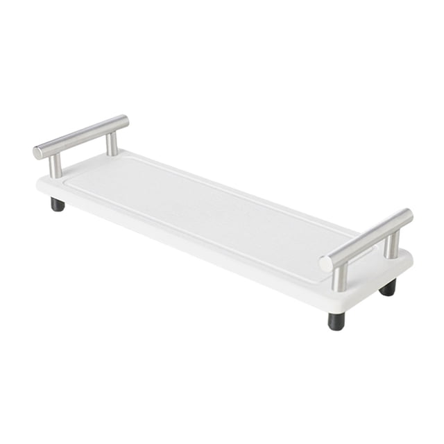 Bathroom Sink Organizer, Fast Drying Sink Tray Versatile Simple Decorative Tidy white handle