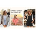 thumbnail image 5 of MOYIKO Women 2 Piece Short Sets V Neck Texture Casual Summer Sweatsuit with Pocket Matching Lounge Sets, 5 of 7