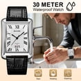 thumbnail image 4 of SKMEI Retro Classic Square Watches for Men Quartz Analog Waterproof Watch Leather Business Casual Mens Wrist Watch, 4 of 8