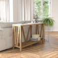 thumbnail image 3 of BizChair Farmhouse 2-Tier Console Accent Table - Warm Oak Finish Engineered Wood Frame - Marble Finish Tabletop - For Entryway or Living Room, 3 of 12