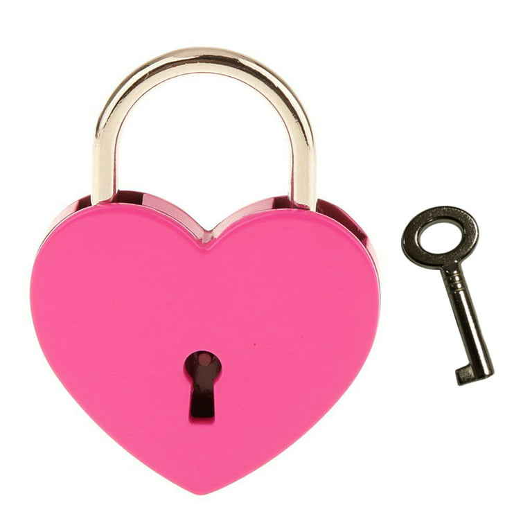 Poartable Heart-Shaped Lock Key Set Blessing Hardware Padlock Kit Traveling Multi Functional Lock, Size: 33*26*6.5mm, Red