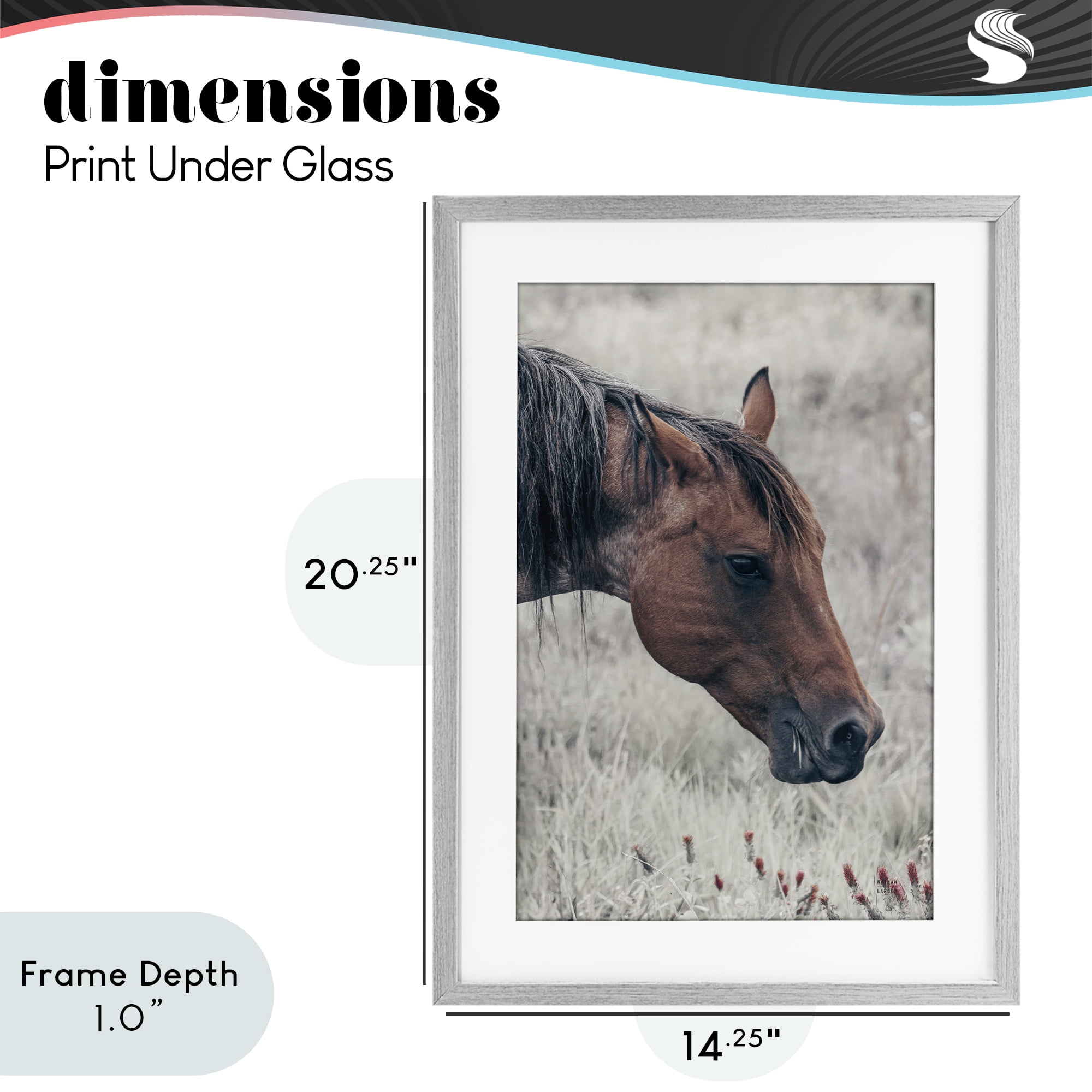 Stupell Industries Mother Horse Grazing in Meadow Gray Framed Print Under Glass, design by Nathan Larson