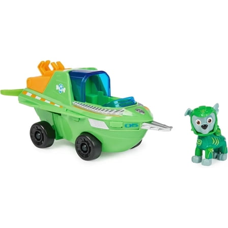 Paw Patrol Aqua Pups Rocky Transforming Sawfish Vehicle with Collectible Action Figure, Kids Toys for Ages 3 and up