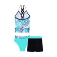 thumbnail image 4 of YONGHS Kids Girls 3-Piece Tankini Sets Swimsuit Top with Briefs Shorts Set Swimwear Bathing Suit, 4 of 7