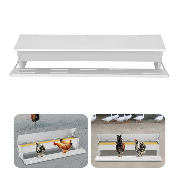 22lbs Automatic Chicken Feeder Galvanized Livestock Poultry Feeding Trough Floor Standing