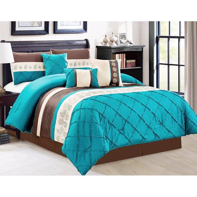 Shatex Bed In A Bag 7 Piece Luxury Microfiber Striped Bedding