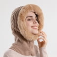 thumbnail image 2 of EnJoCho Women Winter Slouchy Knit Warm Hats Wool Cap Scarf Integrated Pullover Cap Cute Outdoor Ear Protection Cap Knitted Hat Men And Women Houndstooth Knit Beanie, 2 of 5