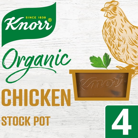 Knorr Organic Chicken Stock Pot 4x26g, Imported from Britain