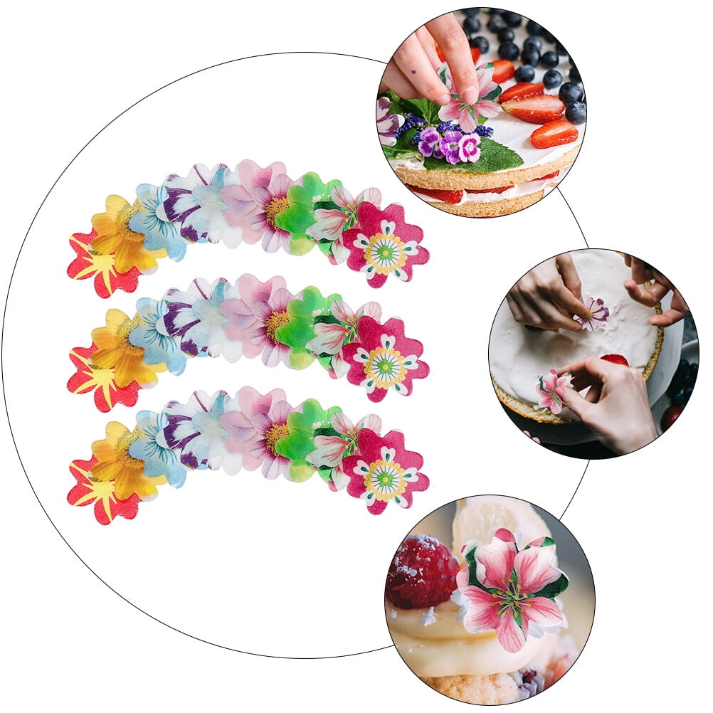 Buy GEORLD 12Pcs 2 Wafer Double Edible Flowers Cake Decorations, Cupcake  Topper for Wedding Birthday Home Party,6 Colors Online at desertcartINDIA