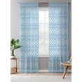 thumbnail image 5 of Sheer Curtains 96 Inches Long, Blue Boho Semi Sheer Curtains Light Filtering Window Treatment, Vintage Ethnic Tribe Abstract Art Geometric Privacy Voile Drapes for Living Room Bedroom 52x96 Inch, 5 of 7