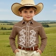 thumbnail image 2 of FINALGANG Boys Long Sleeve Shirts Printed Western Cowboy Shirt For Kids Festival Party Tops Boys' Regular Fit Casual Button Down Shirts 4-5 Years, 2 of 4
