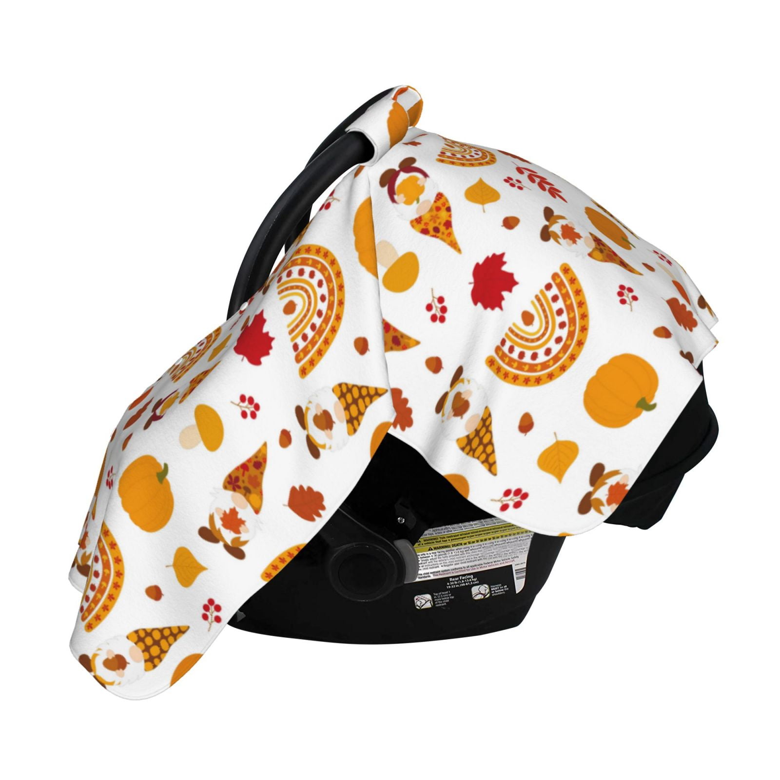 Naloa Fall Gnomes Harvest Baby Car Seat Cover, Breathable Baby Carrier Cover, Multiuse Baby Carrier Cover & Nursing Breastfeeding Cover