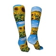 thumbnail image 3 of Kdxio Sky Golden Sunflower Field B Funny Silky Novelty Funky Long Knee High Socks Soft 3D Print Cosplay Crazy Stockings for Men Women, 3 of 8