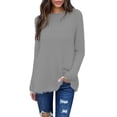 thumbnail image 6 of Baqcunre Ladies' Solid Colour Long Sleeve Loose Stylish Plush Top Womens Tops T Shirts For Women Going Out Tops Women Clothing Womens Shirts,Color Grey,Size 3XL, 6 of 8