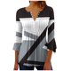 thumbnail image 1 of Blusas de Algodón para las Mujeres Impresas 3/4 Mangas V-Cuello Camiseta, Blusa de Algodón de Imitación Casual para las Mujeres, 1 of 5