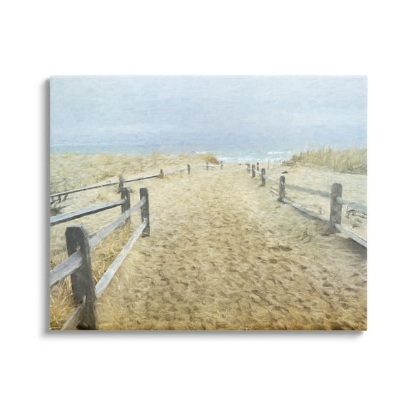 Stupell Industries Sandy Footprints Beach Boardwalk Coastal Painting Gallery Wrapped Canvas Print Wall Art