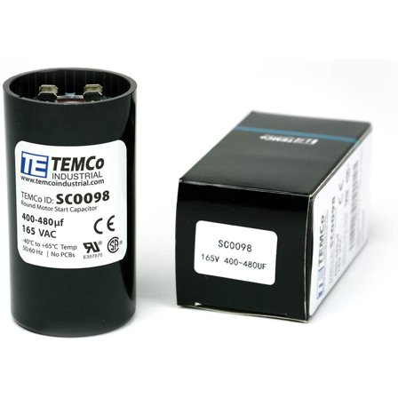 TEMCo 400-480 uF MFD CD60 Start Capacitor 165V AC Round | 50/60 Hz