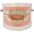 thumbnail image 1 of 18k chapado en oro Macro Pave Cz Iced-out Grillz kaili Sencillez, 1 of 3