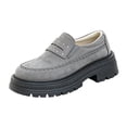 thumbnail image 3 of Domzle Loafers for Womens Dress Shoes Slip on Loafers Platform Business Casual Non-Slip for Daily Office Work Dressy Heeled Chunky Sole Gray, 3 of 7