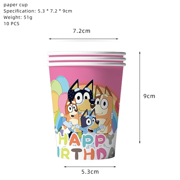 Bluey Bingo Tema Rosa Azul Perro Fiesta Suministros Plato De Papel Taza Bandera Mantel Pistas Cumpleaños Pastel Decoración Vajilla