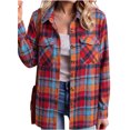 thumbnail image 2 of Dweltoz Womens Plaid Shirts Button Down Blouses Roll Up Long Sleeve Plaid Shackets Casual Loose Fit Fall Shirts Business Trendy Tops With Pockets,Multicolor 2XL, 2 of 7