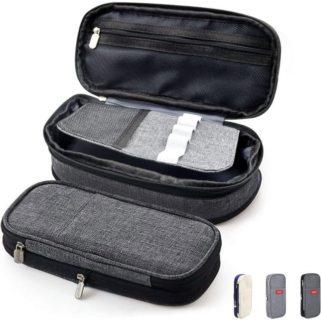 Estuche para Lápices de Gran Capacidad, Organizador Expandible, Bolsa de Utiles de Oficina, Estuche Aesthetic para Plumones y Colores, Papelería con Cremallera (Negro)