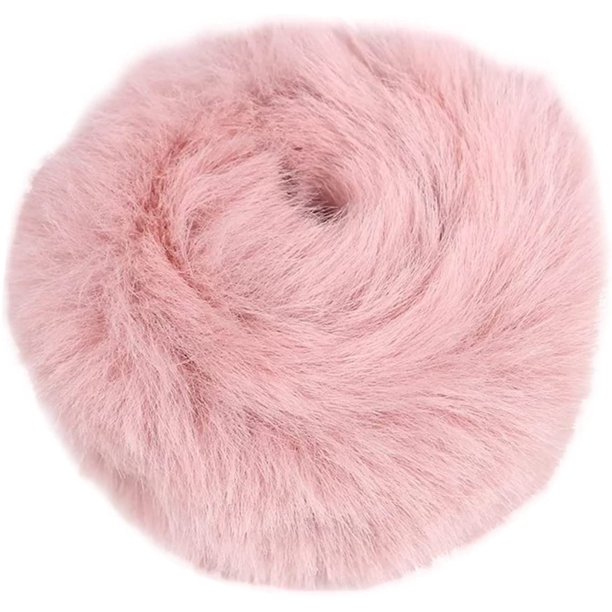 Mujeres niñas niños moda dulce conejo peludo piel sintética pelo Scrunchies, piel artificial Slap pulsera muñequera pelo Bobbles, soporte cuerda para el pelo accesorios para el cabello (rosa)-rosa Adepaton CZMR-XM39-5