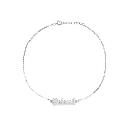 Personalized Planet Sterling Silver Script Name Anklet ,Women's