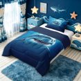 thumbnail image 3 of meiyoeat 3D Sea Shark Twin Comforter Sets for Boys Kids, Blue Ocean Wildlife Bedding Set, Blue Reversible, 2 Pieces, 1 Comforter and 1 Pillowcase, 3 of 6