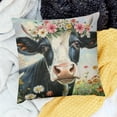 thumbnail image 2 of Patifu Watercolor Painting Dairy Cow Throw Pillow Cases Adorable Farm Animals with Flower Wreath Decorative Pillow Cushion Covers  Rustic Farmhouse Chair Decor Square  Pillowcase 20x20in, 2 of 5