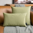 thumbnail image 2 of Phantoscope Modern Faux Leather Woven Square Cusion Solid Accent Decorative Throw Pillow for Couch, 12" x 20", Light Green, 2 Pack, 2 of 7