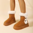 thumbnail image 2 of FRSASU Women's Snow Boots Anti-Slip Mid-calf Winter Boots Faux Fur Lined Winter Comfortable Suede Snow Boots Brown, 2 of 9