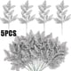 thumbnail image 2 of Ramas de pino de plantas artificiales para decoración del hogar, hojas de flores doradas y plateadas con purpurina, para árbol de Navidad, 5 unidades, 2 of 4