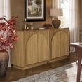 thumbnail image 4 of win2win Fluted Sideboard Buffet Cabinet with Storage, 31.5" Modern Boho Accent Cabinet with Double-Layered Arch Doors, Small Wood Console Credenza for Living Room, Dining Room, Entryway, Hallway, Oak, 4 of 10