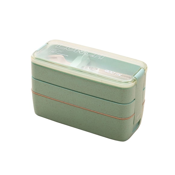 Greeniant Cajas Bento, vajilla de microondas de 3 capas, contenedor de almuerzo con calefacción con compartimentos, caja de almacenamiento de alimentos Kits de desorden para acampar Verde Greeniant OD028441-02