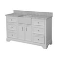 thumbnail image 2 of Zelda 60" Single Farmhouse Bathroom Vanity with White Cabinet and Carrara Marble Top, 2 of 6