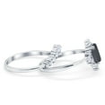 thumbnail image 5 of Art Deco Two Piece Ring Emerald Cut Black CZ 925 Sterling Silver Size 12, 5 of 6