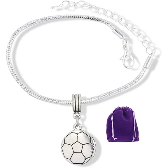 Soccer Football Sports Ball Snake Chain Charm Bracelet