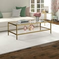 thumbnail image 2 of Evelyn&Zoe Hera 54" Wide Rectangular Coffee Table with Glass Shelf, Antique Brass, 2 of 9