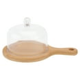 thumbnail image 4 of 1 Set Wood Cake Stand with Clear Lid Food Snacks Desserts Serving Tray Dish, 4 of 8