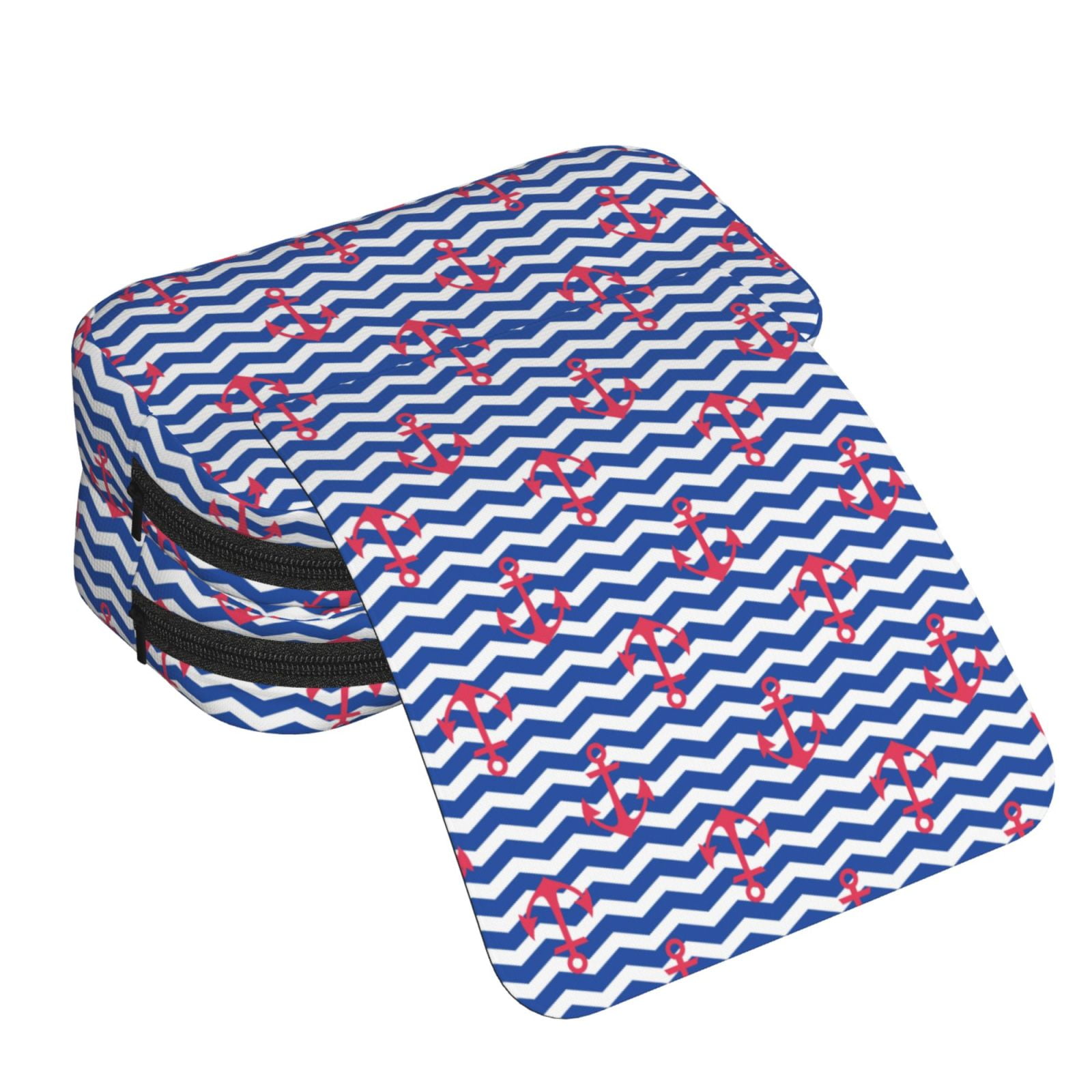 Rateoe Nautical Anchors Pattern Double Clamshell Pen Case, Storage Organizer with Two Zipper Compartments– Holds Up to 50 Pencils & Pens