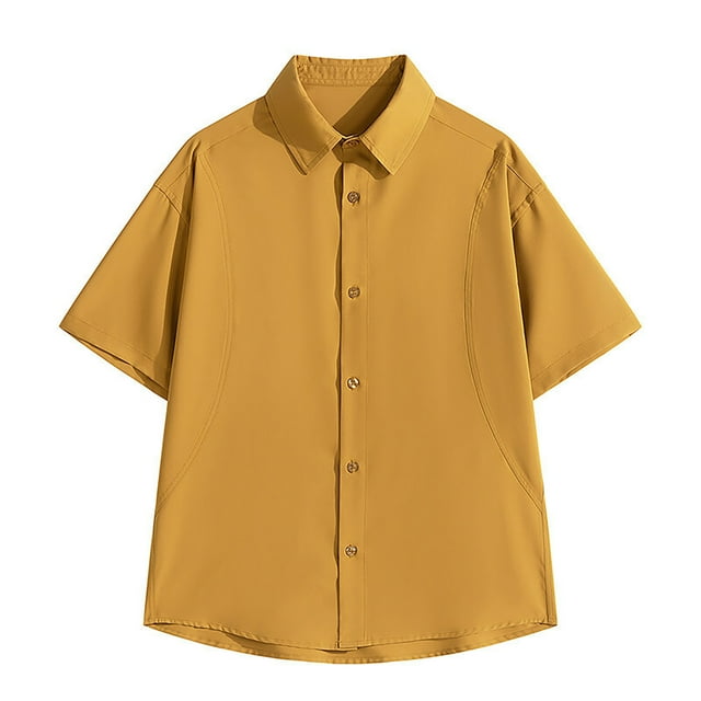 pstuiky camisetas de hombre, Camisa de manga larga vintage informal de color liso con solapa y botones para hombre ropa de hombre xxxl