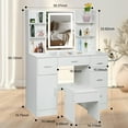 thumbnail image 6 of Ciumeeo Vanity with LED Lighted Mirror Makeup Dressing Table with 5 Drawers and Stool White Vanity Set for Bedroom, 6 of 9