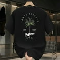 thumbnail image 5 of Men's Thickened 100% Cotton Vintage California Graphic T-Shirt - Santa Barbara Palm Trees and "Sound of the Sun" Print, Loose Large Size Spring and Summer Casual Short Sleeve T-Shirt,, 5 of 8