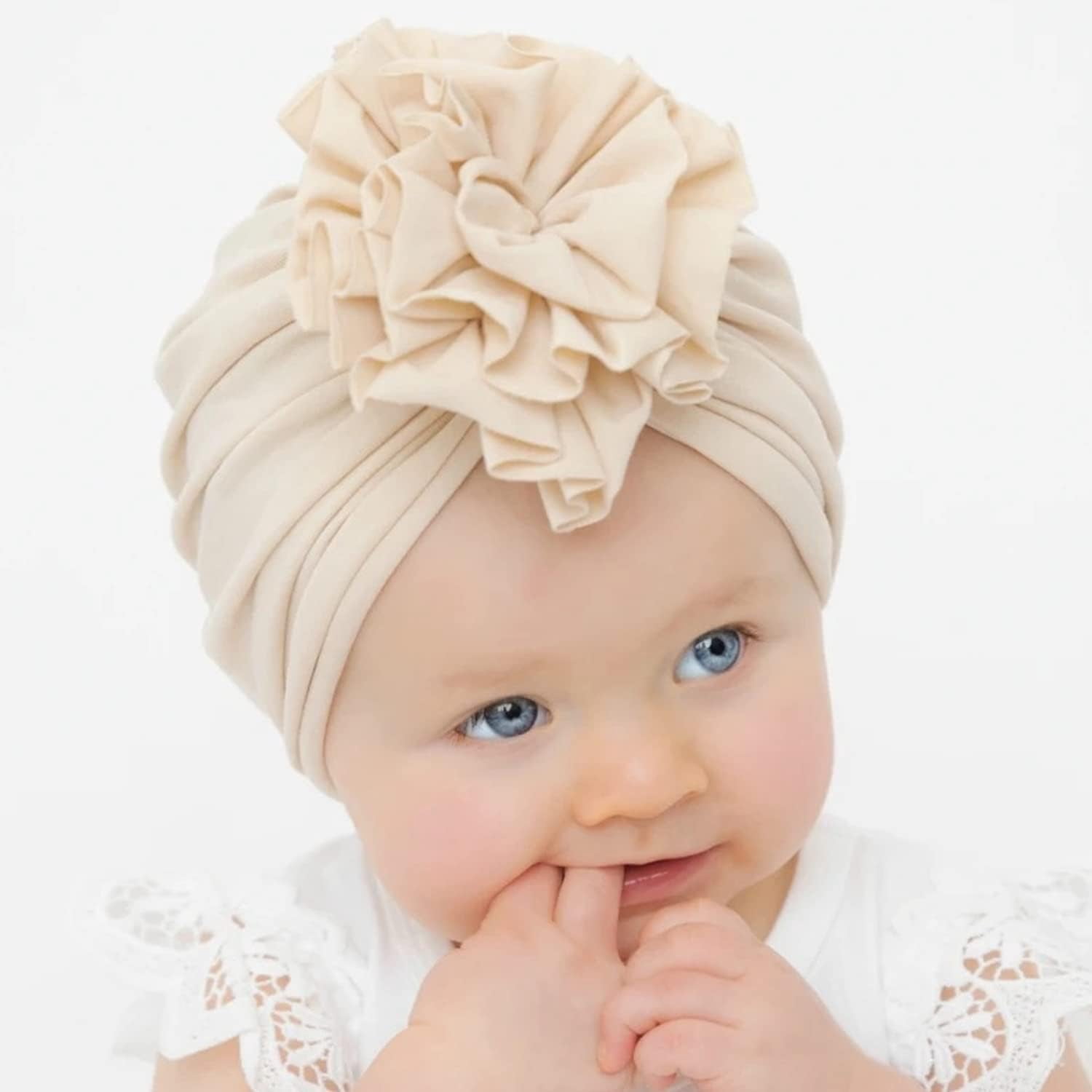 Baby Large Flower Knot Donut Bow Beanie Turban Hat Cap Muslim Bonnet Headwrap