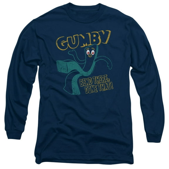 Gumby Bend There Long Sleeve Adult 18/1 T-Shirt Navy