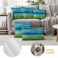 thumbnail image 6 of Outdoor Pillow Covers Pack of 2, Abstract Watercolor Stripes Artwork Waterproof Throw Pillowcase Cushion Cases, Blue-green Gradient Lines Decorative Pillow Cover for Couch Sofa Home Bed Patio, 6 of 9